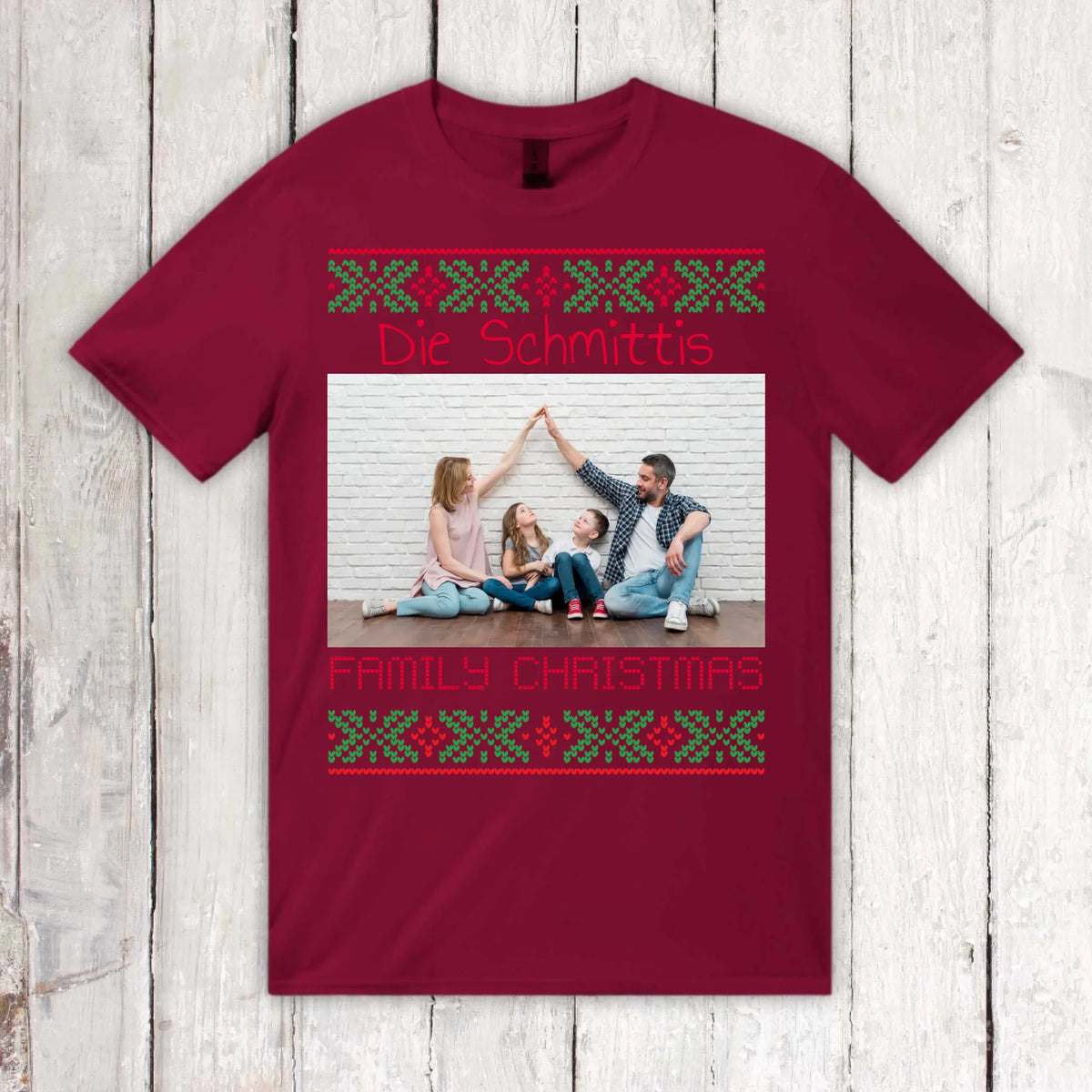 Ugly Weihnachts-Sweater mit deinem Foto und Text - personalisiere dein X-Mas