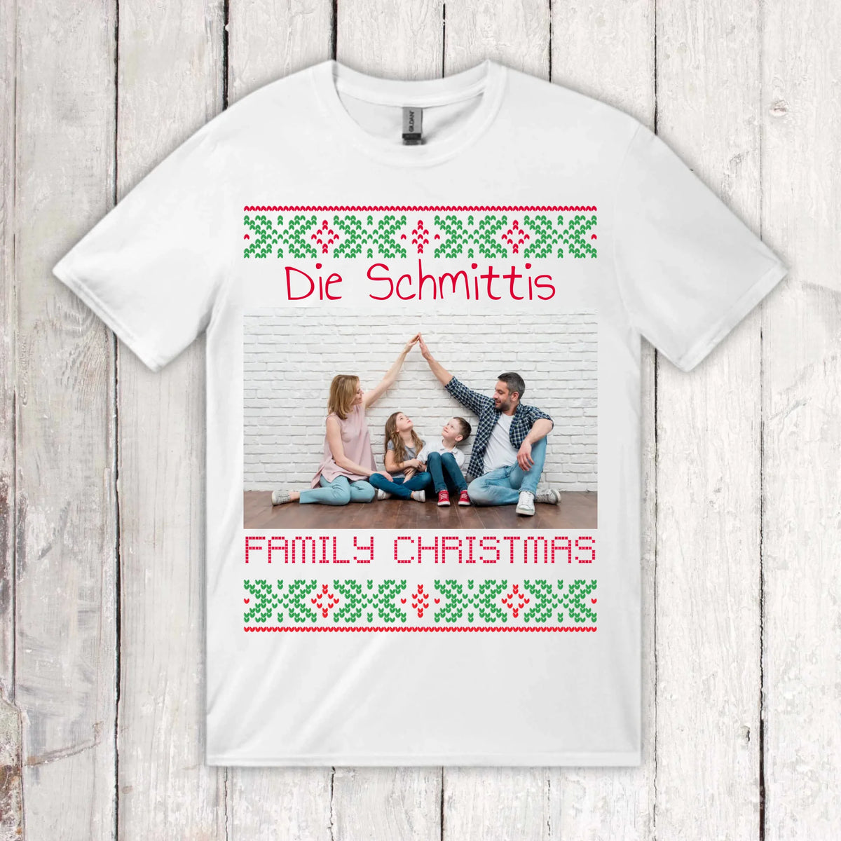 Ugly Weihnachts-Sweater mit deinem Foto und Text - personalisiere dein X-Mas