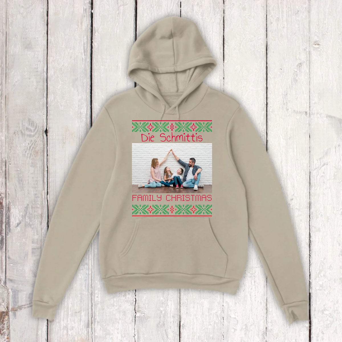 Ugly Weihnachts-T-Shirt mit deinem Foto und Text - personalisiere dein X-Mas