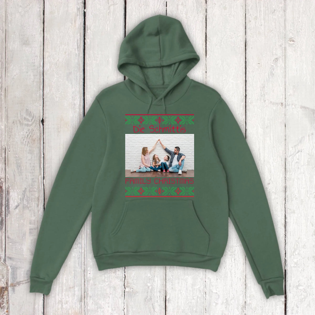 Ugly Weihnachts-T-Shirt mit deinem Foto und Text - personalisiere dein X-Mas