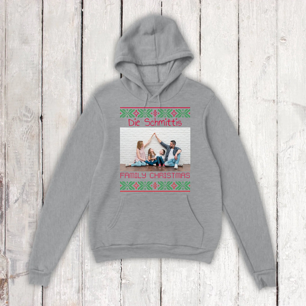 Ugly Weihnachts-T-Shirt mit deinem Foto und Text - personalisiere dein X-Mas