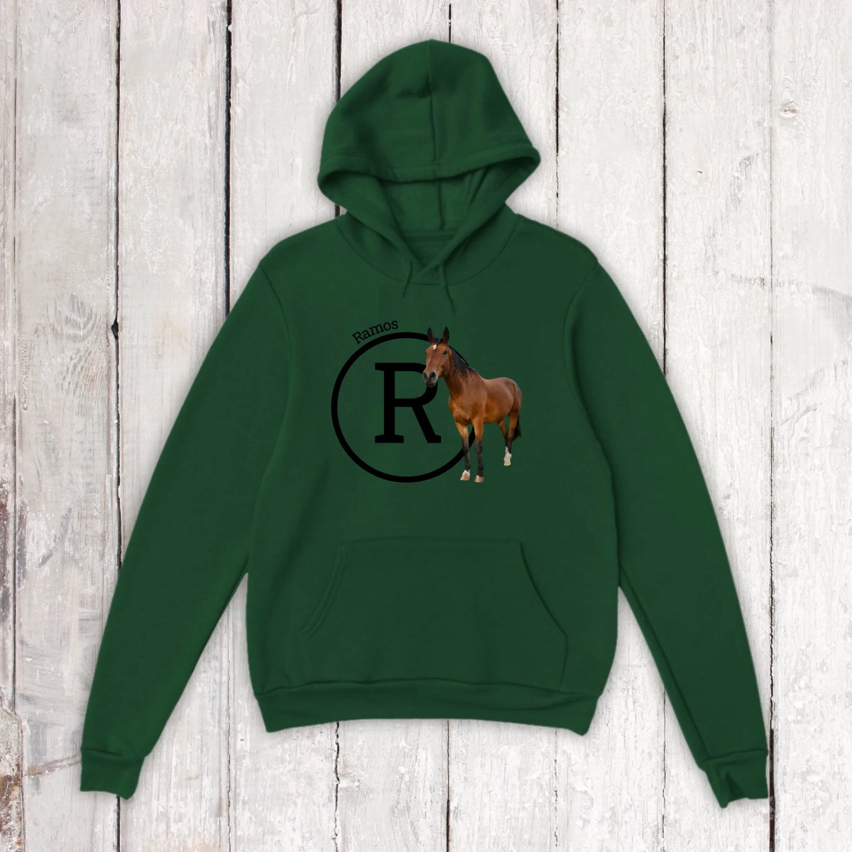 Initiale mit Bild und Text für Reiter und Pferdeliebhaber - Individueller Hoodie und T-Shirt | Personalize Palace