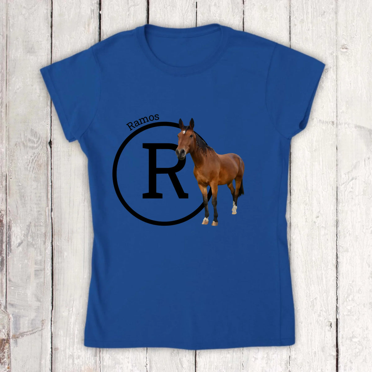 Initial with image and text for riders and horse lovers - Personalized hoodie and t-shirt