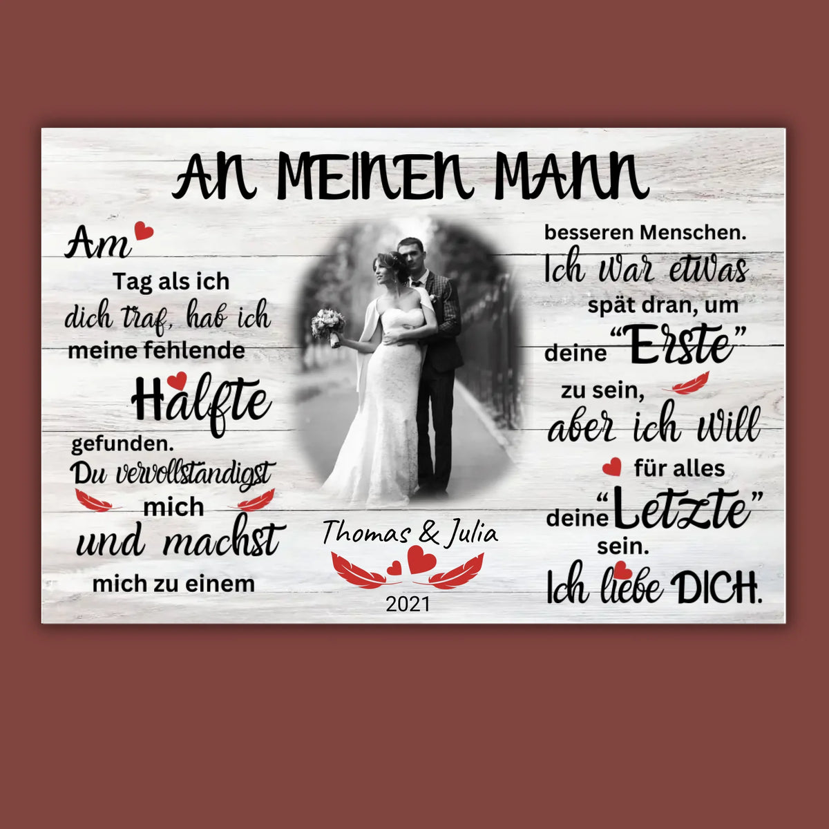 Mein Happy End (an sie oder ihn) - Paar Poster mit Rahmen | Personalize Palace