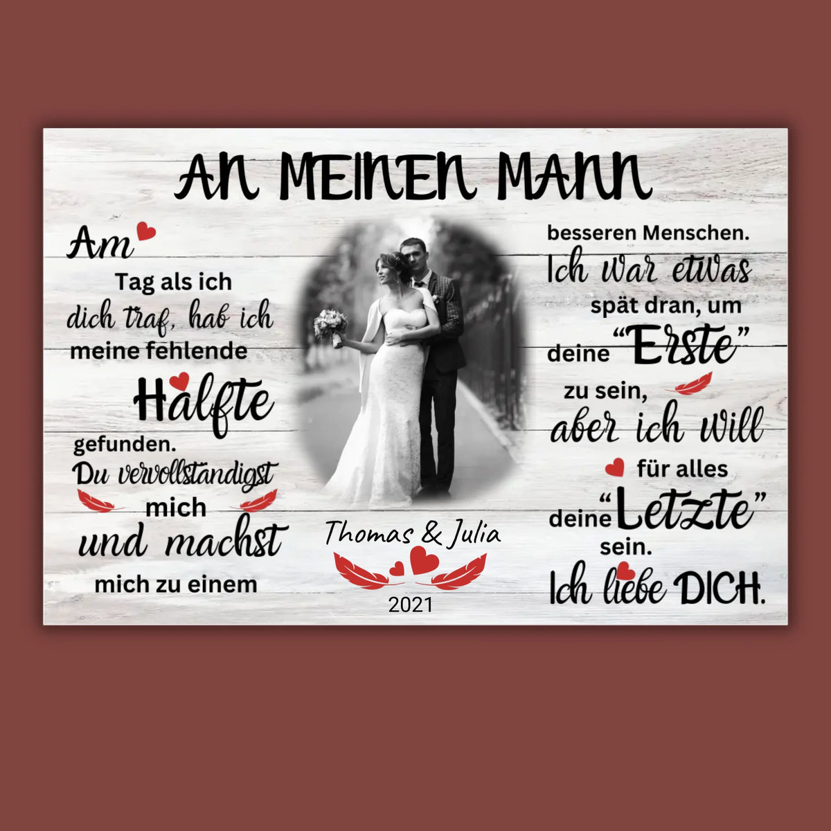 Mein Happy End (an sie oder ihn) - Paar Poster mit Rahmen | Personalize Palace