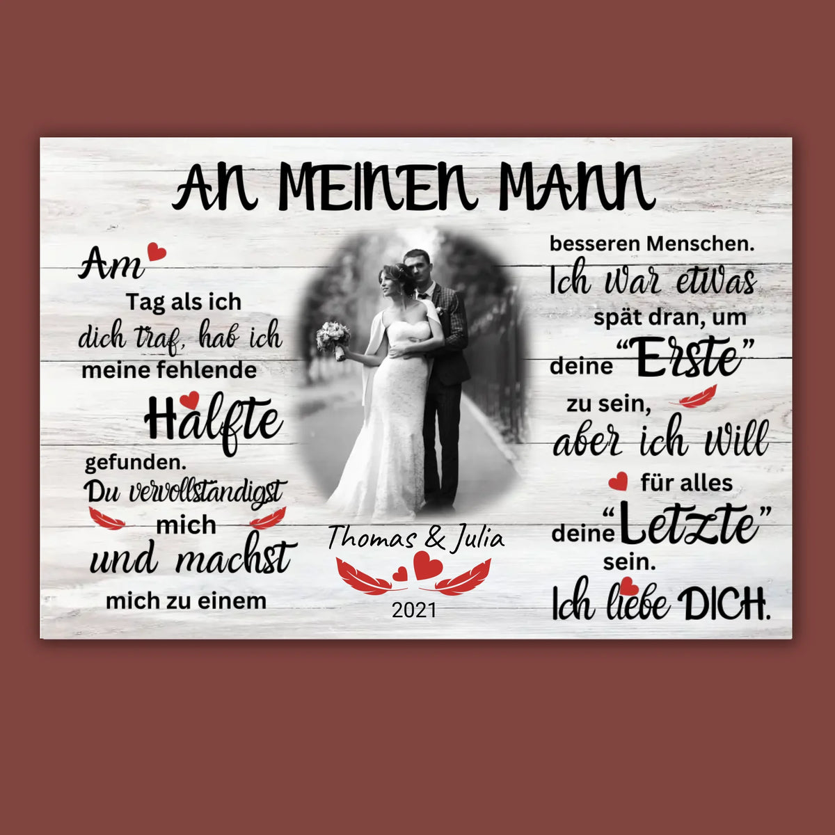Mein Happy End (an sie oder ihn) - Paar Poster mit Rahmen | Personalize Palace