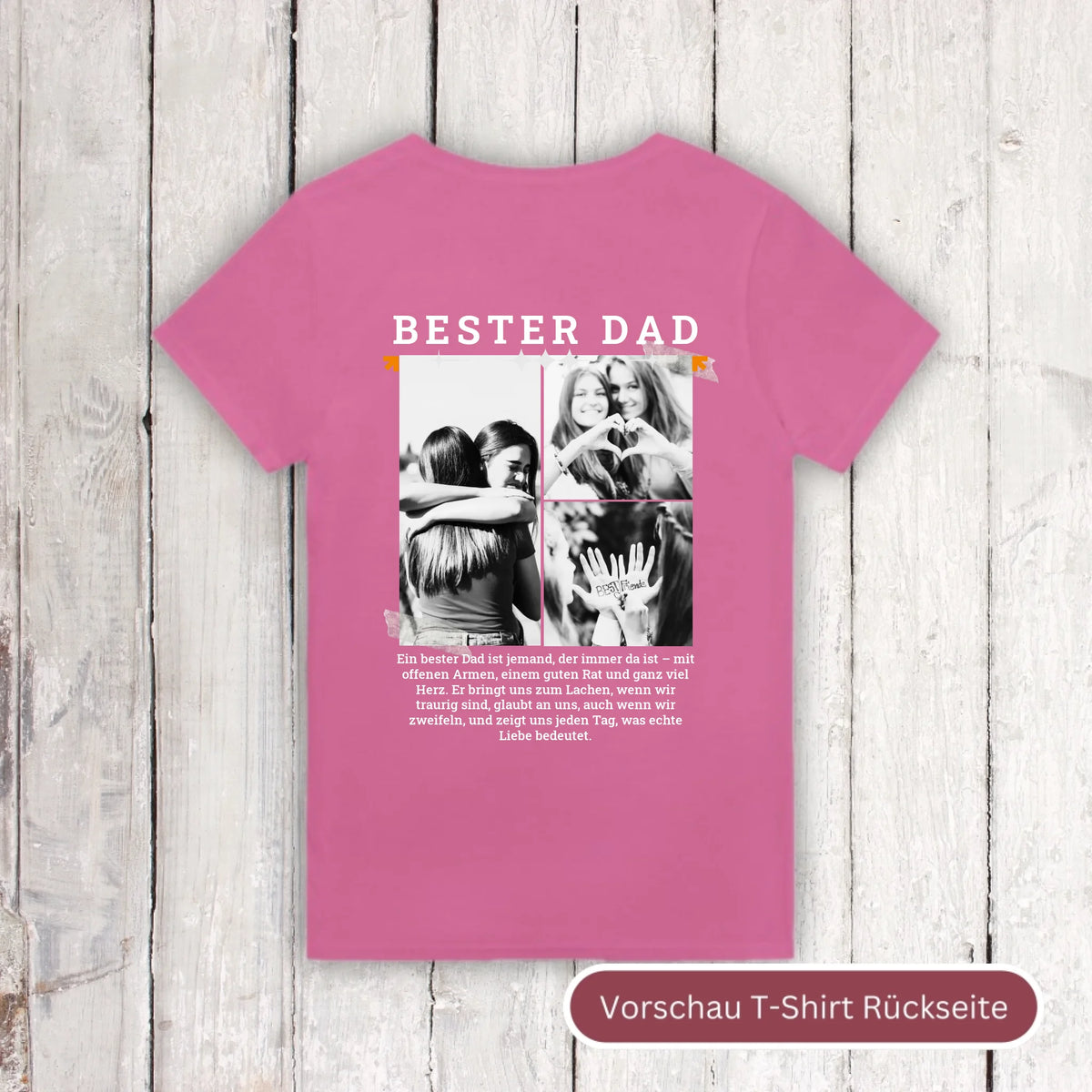 BESTER DAD T-Shirt mit bis zu 3 Fotos - individuelles T-Shirt | Personalize Palace