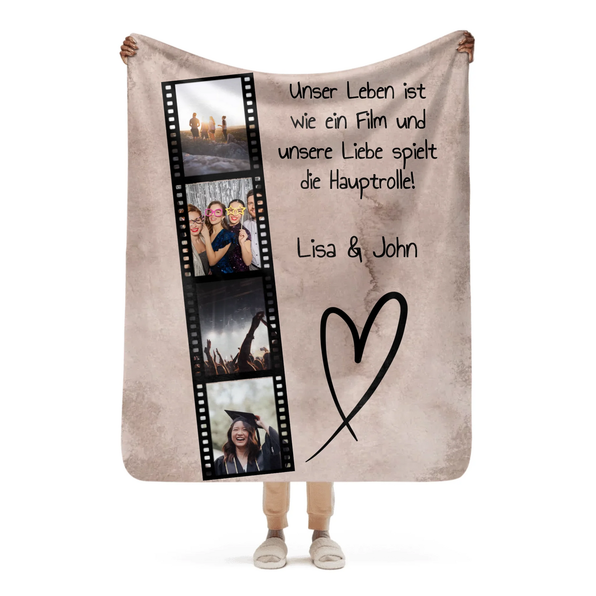 Personalisierte Decke: Fotorolle, Fotobox, Fotodecke, Leben, Liebe, Film - Individuelle Decke | Personalize Palace
