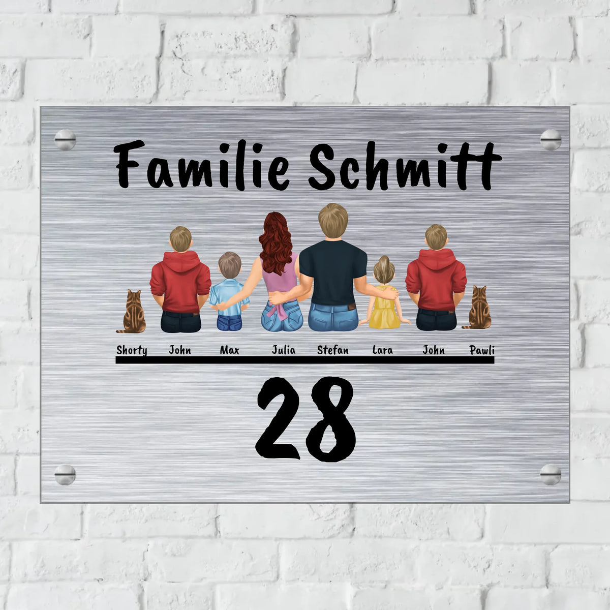 Personalisiertes Schild: Familie - Individuelles Türschild mit Hausnummer | Personalize Palace