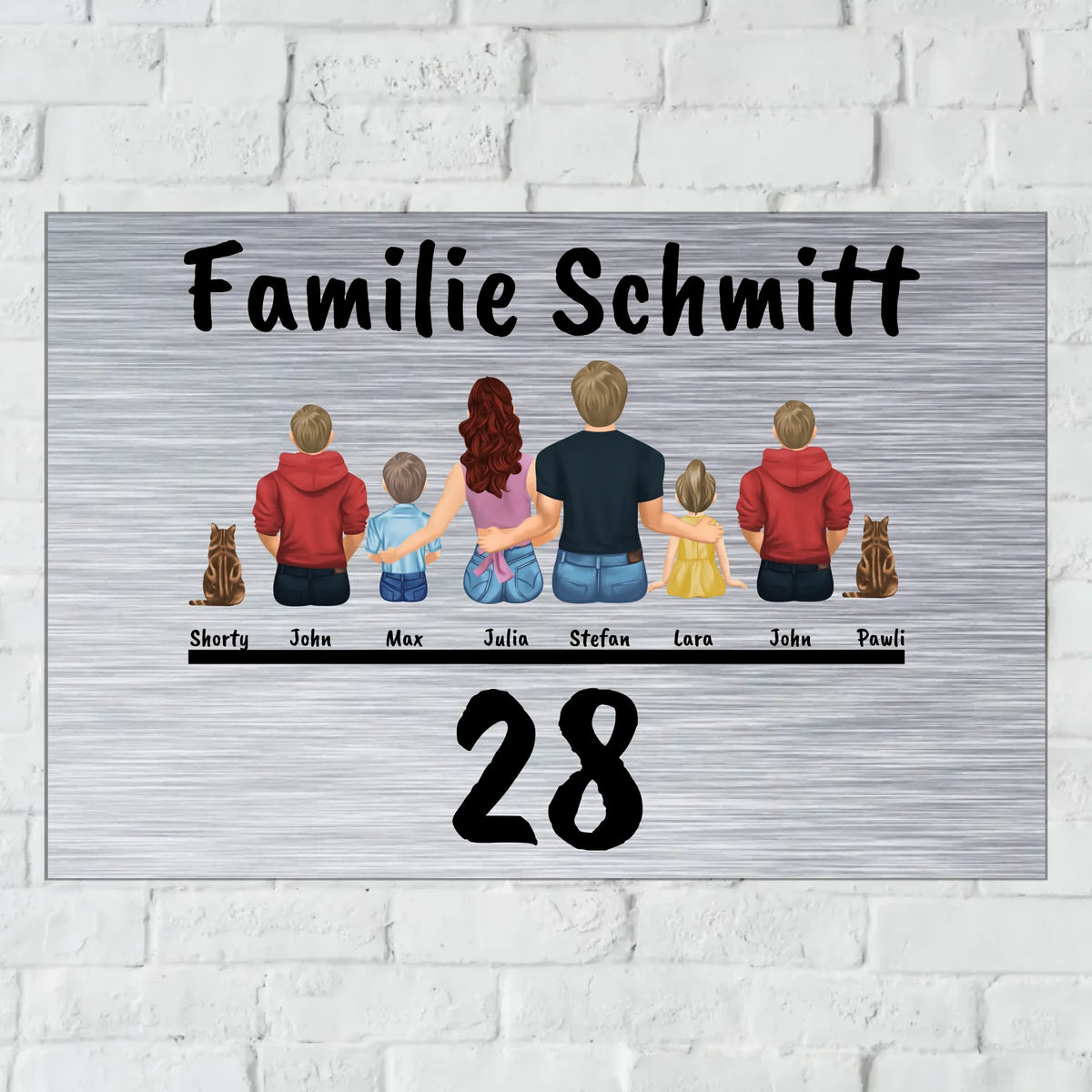 Personalisiertes Schild: Familie - Individuelles Türschild mit Hausnummer | Personalize Palace