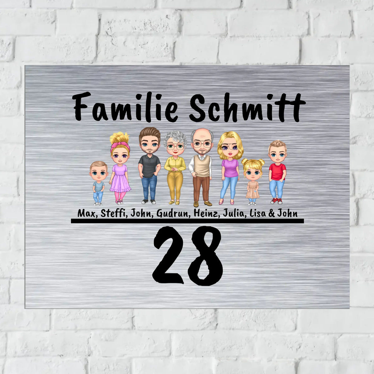 Personalisiertes Schild: Familienschild mit bis zu 8 Personen - Individuelles Türschild | Personalize Palace