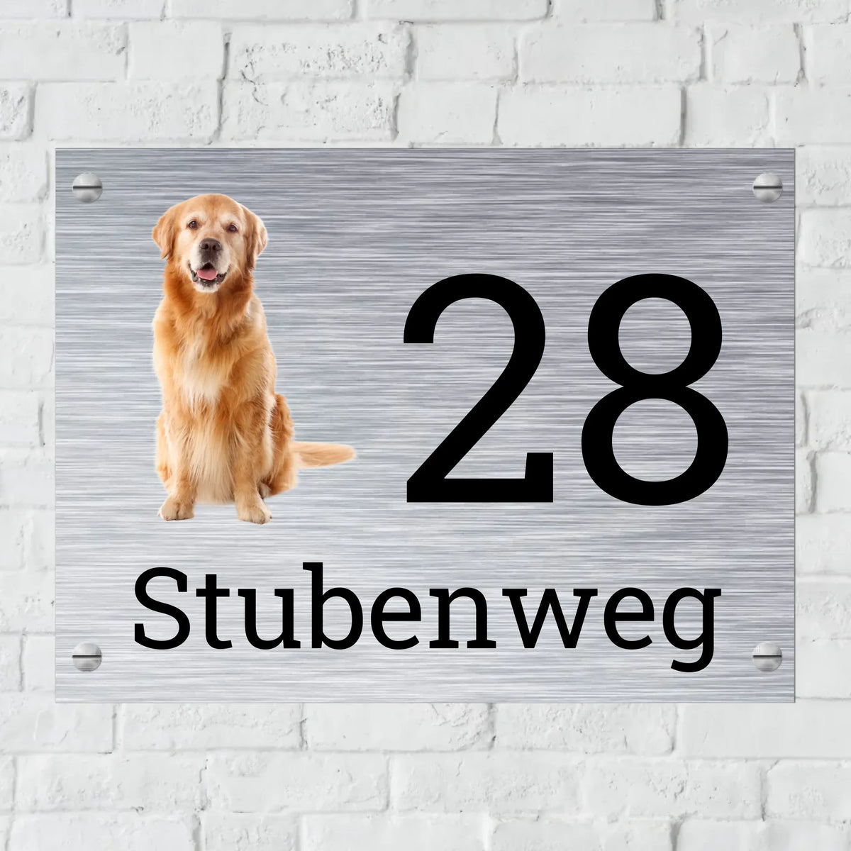 Personalisiertes Schild: "Hier wache ich" Türschild für Haus und Garten mit eigenem Foto - Individuelles Metallschild | Personalize Palace