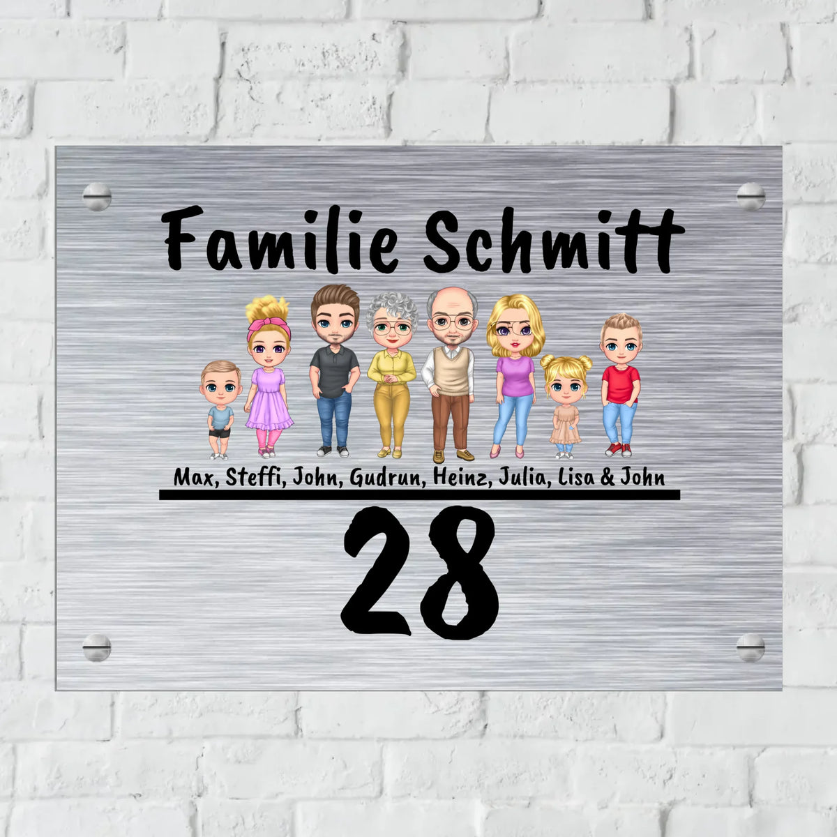 Personalisiertes Schild: Camping-Schild mit bis zu 8 Personen - Individuelles Metallschild | Personalize Palace