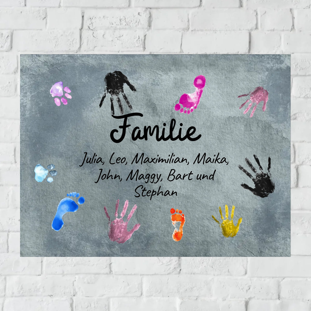 Personalisiertes Schild: bunte Hände, Füße und Pfotenabdrücke - Individuelles Türschild | Personalize Palace