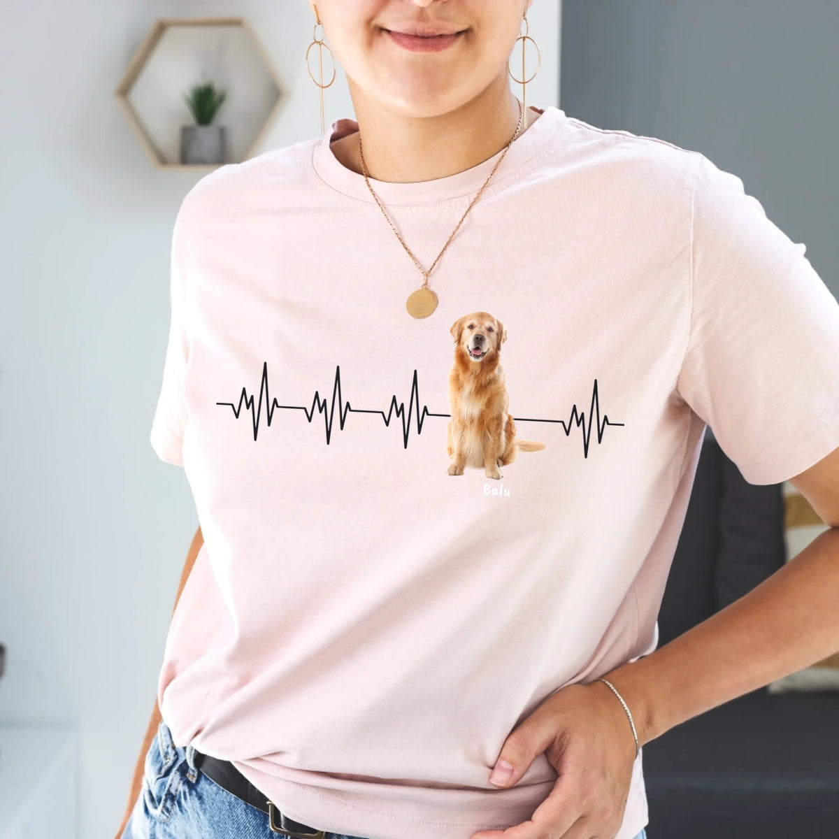 Herzschlag mit Foto - Individuelles T-Shirt (2) | Personalize Palace