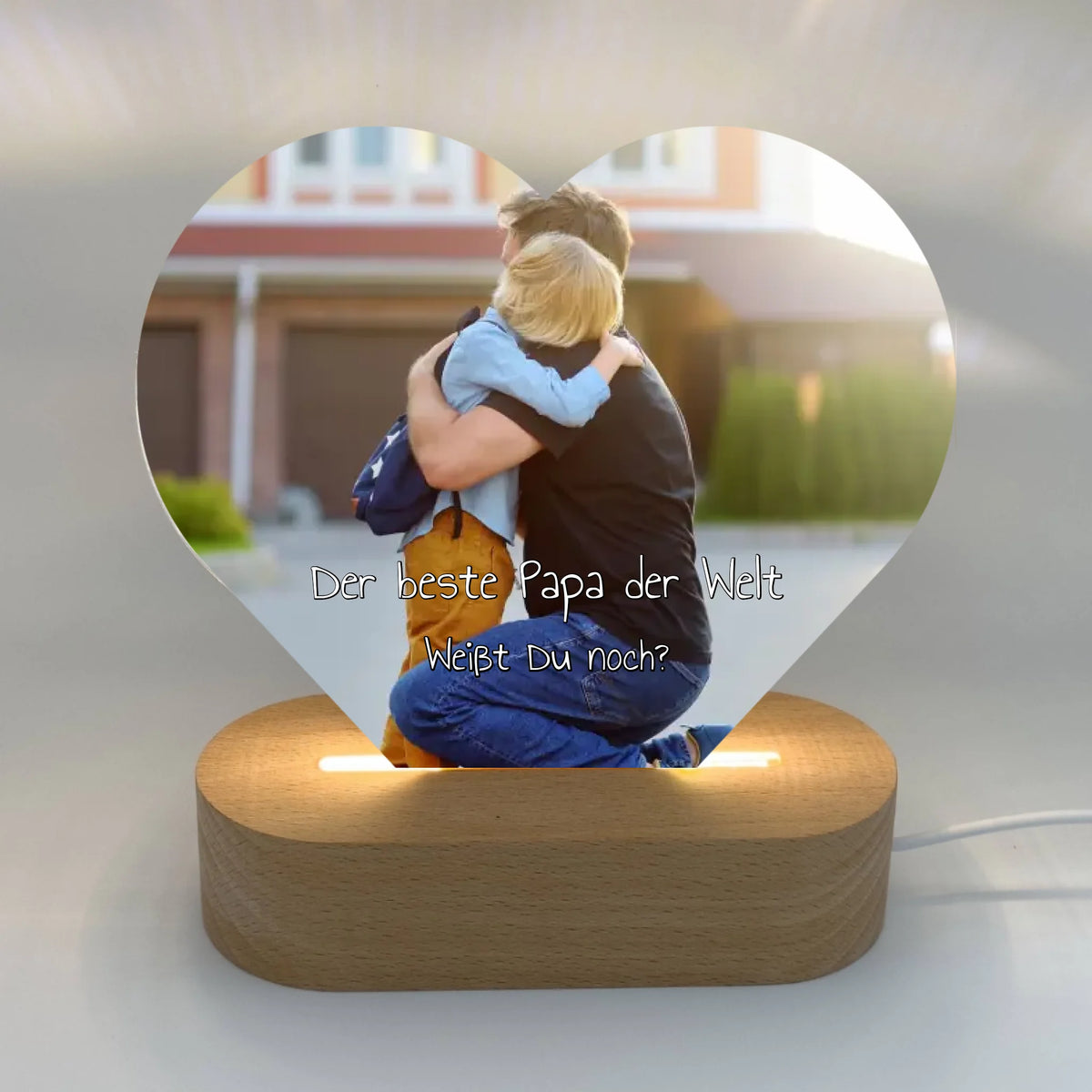 Personalisierte LED Bilder: Beleuchtetes Papa-Herz - individuelles Acryl LED Licht | Personalize Palace