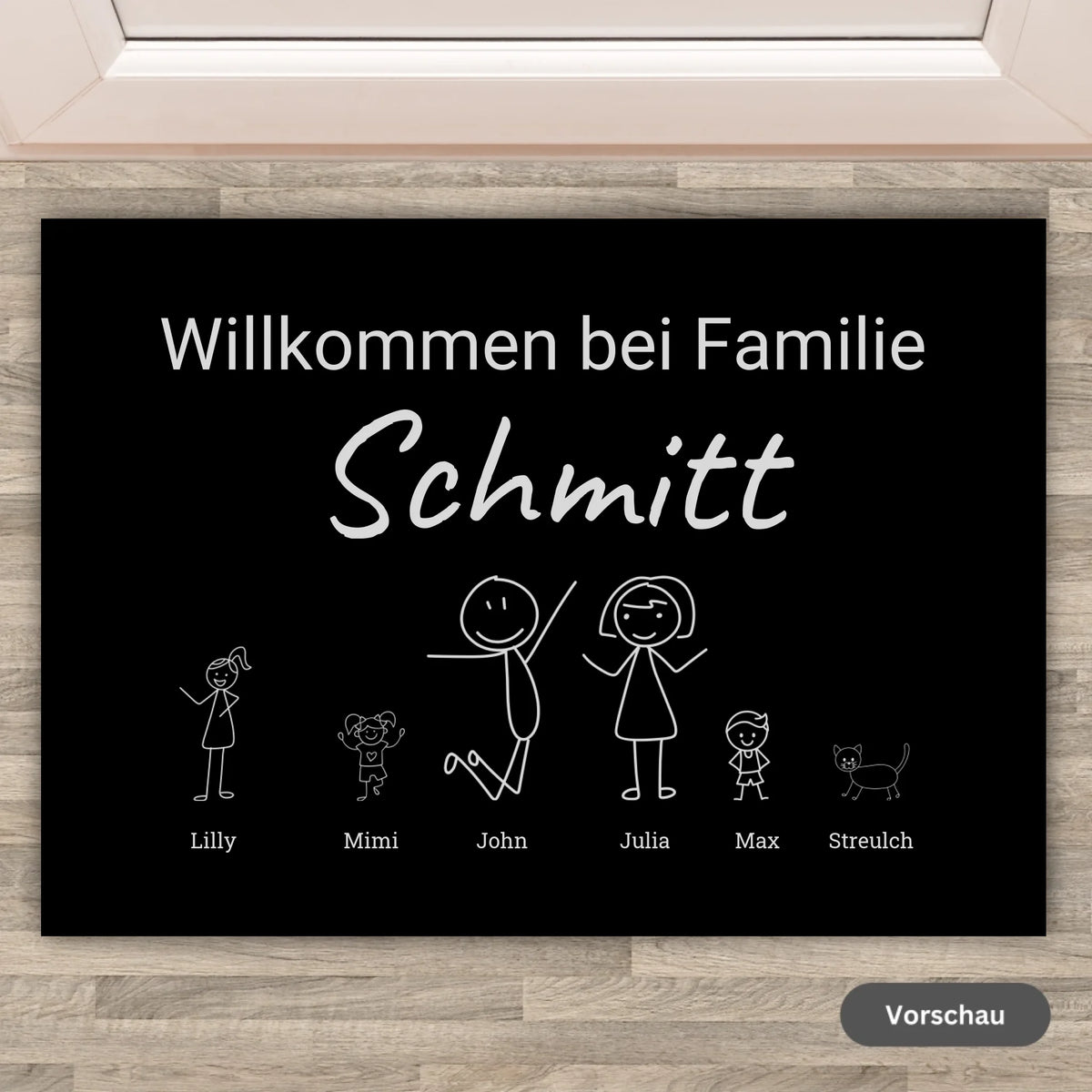 Personalisierte Fußmatte: Strichmännchen - Individelle Fußmatte | Personalize Palace