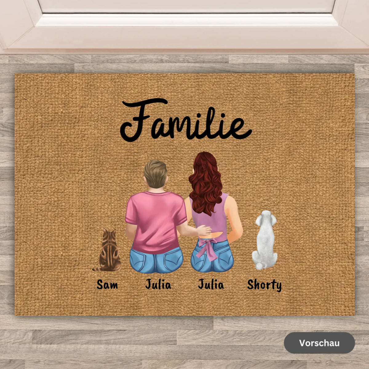 Personalisierte Fußmatte: LGBT+ Regenbogenfamilie mit oder ohne Kinder und Haustiere - Individuelle Fußmatte | Personalize Palace