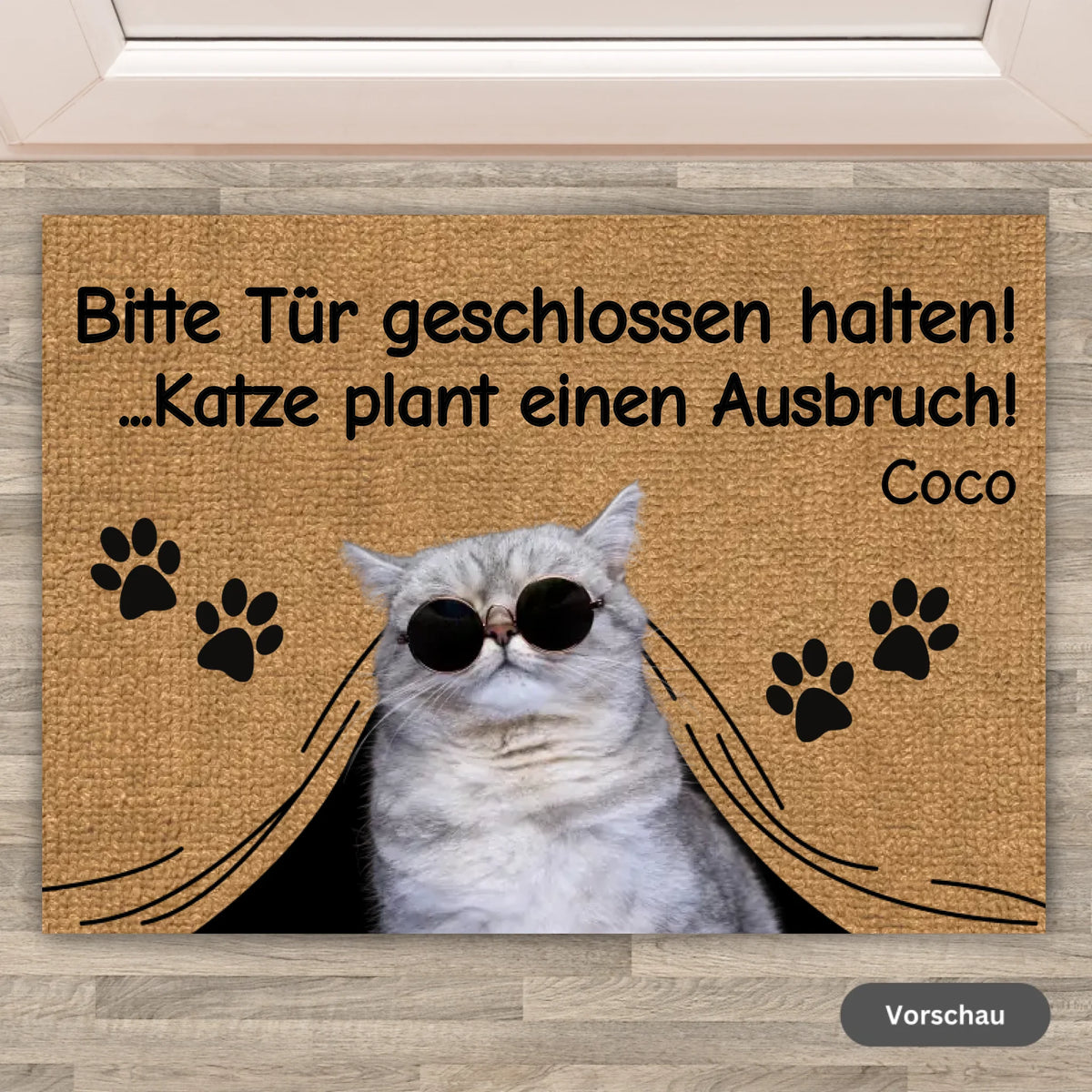 Personalisierte Fußmatte: Willkommen bei Fußmatte - Individuelle lustige Katzen Fußmatte | Personalize Palace
