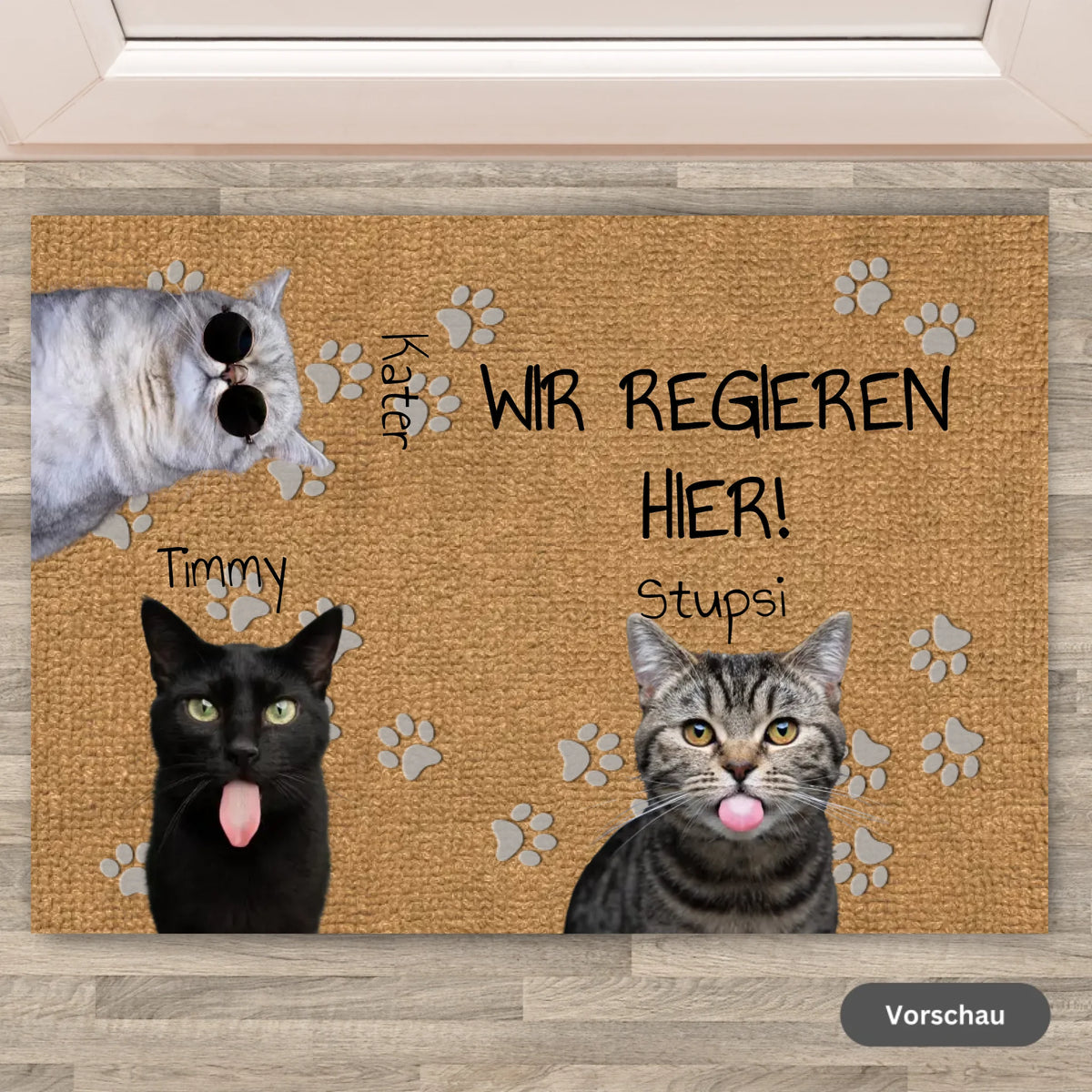 Personalisierte Fußmatte: ICH REGIERE HIER. Katzenliebhaber - Individuelle Katzen Fußmatte | Personalize Palace