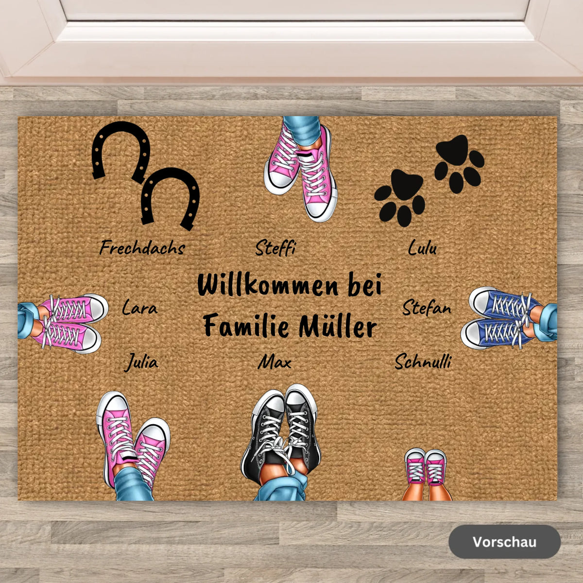 Personalisierte Fußmatte: bis zu 8 Schuhe und Pfoten - Individuelle Fußmatte | Personalize Palace