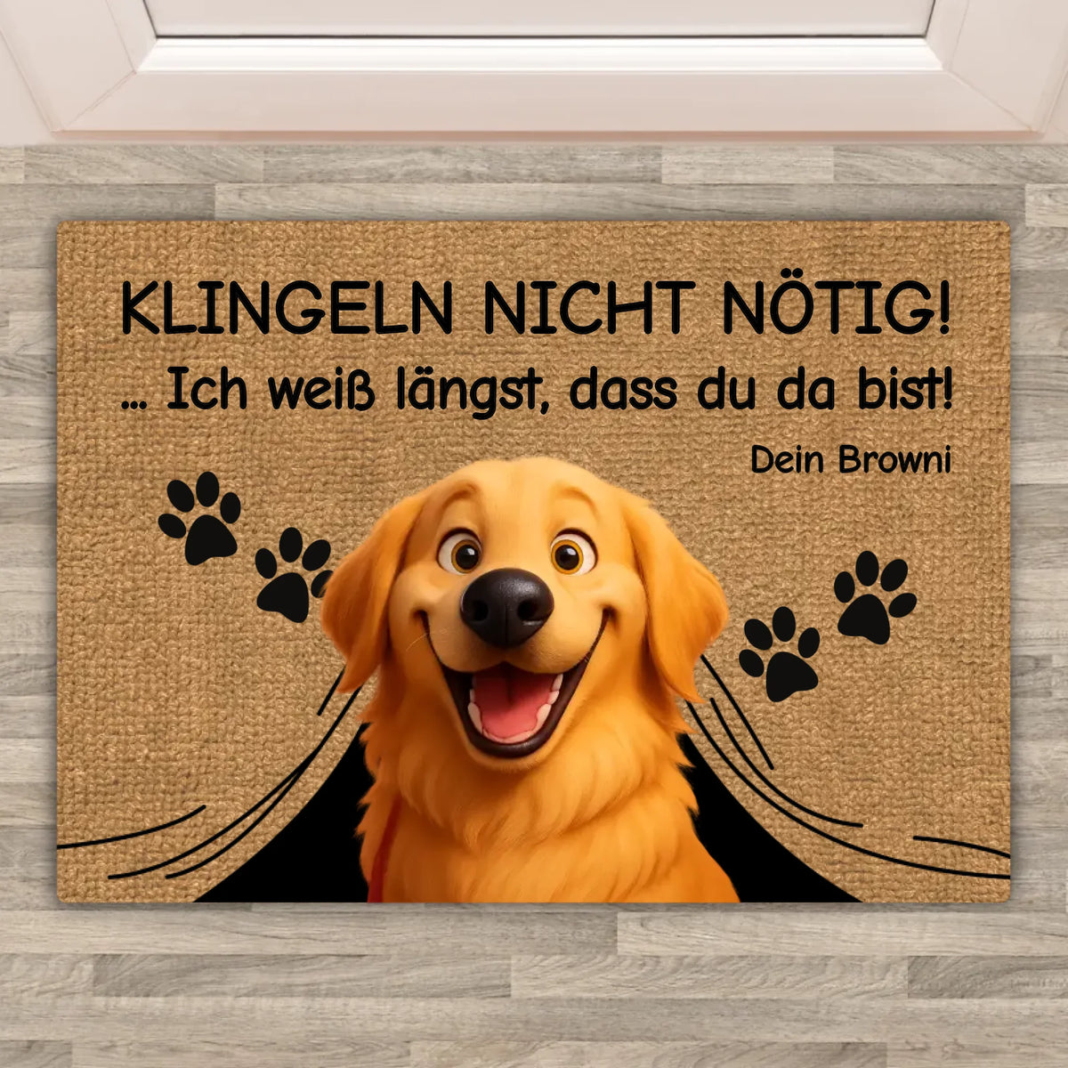 Personalisierte Fußmatte: Klingeln nicht nötig im Cartoon Zeichentrick Design - Individuelle Fußmatte | Personalize Palace
