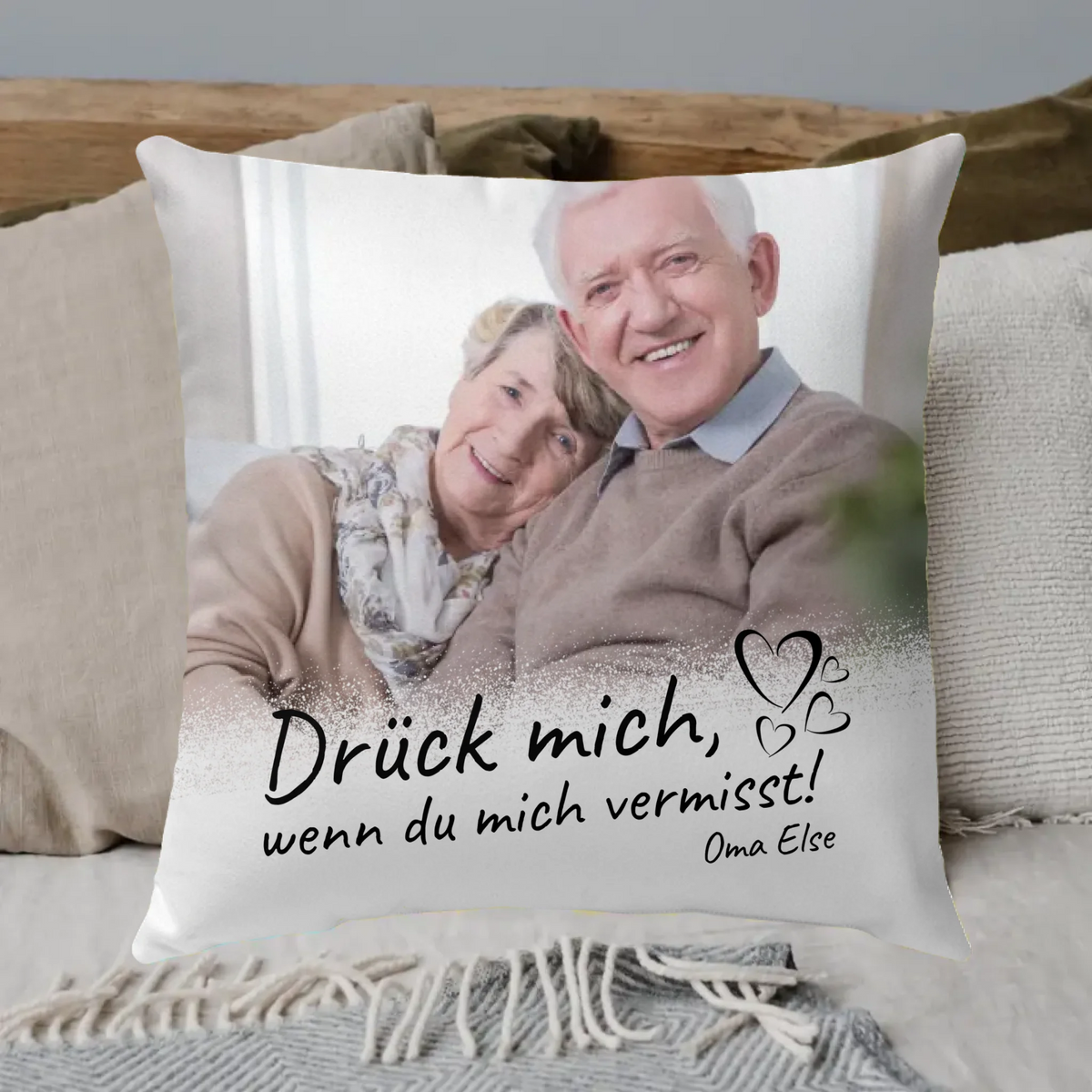 Personalisiertes Kissen: Trauerkissen "Drück mich" mit Foto - Individuelles Kissen | Personalize Palace