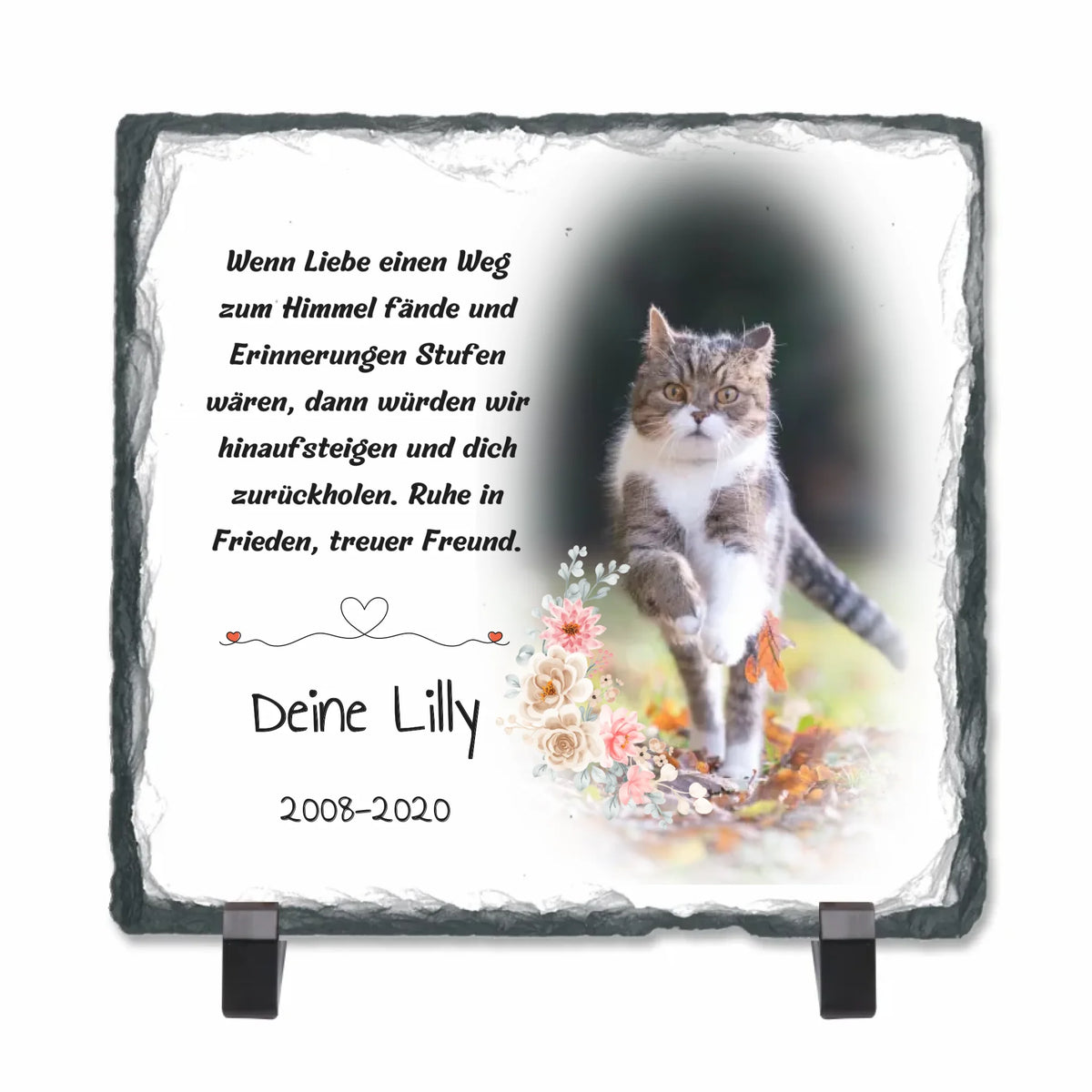 Katzen-Trauerschild und Gedenktafel aus Schiefer - individuelle Schieferplatte | Personalize Palace