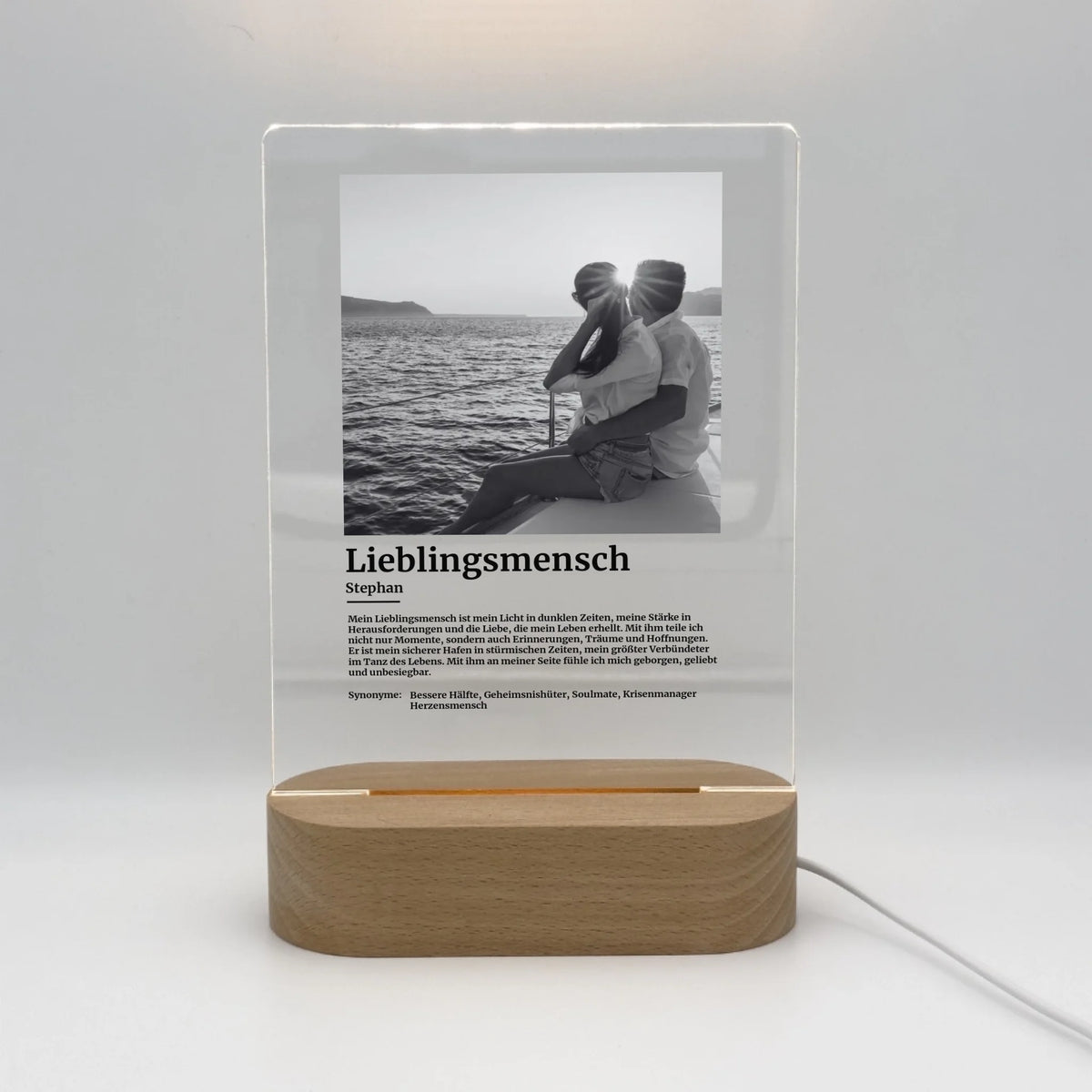 Personalisierte LED Bilder: Definition mit deinem Foto - Individuelles Acryl Glas mit Ständer | Personalize Palace