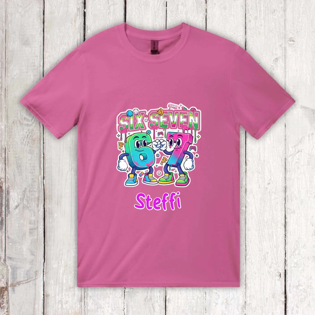Six Seven (6 7) mit Name - individuelles Kinder T-Shirt