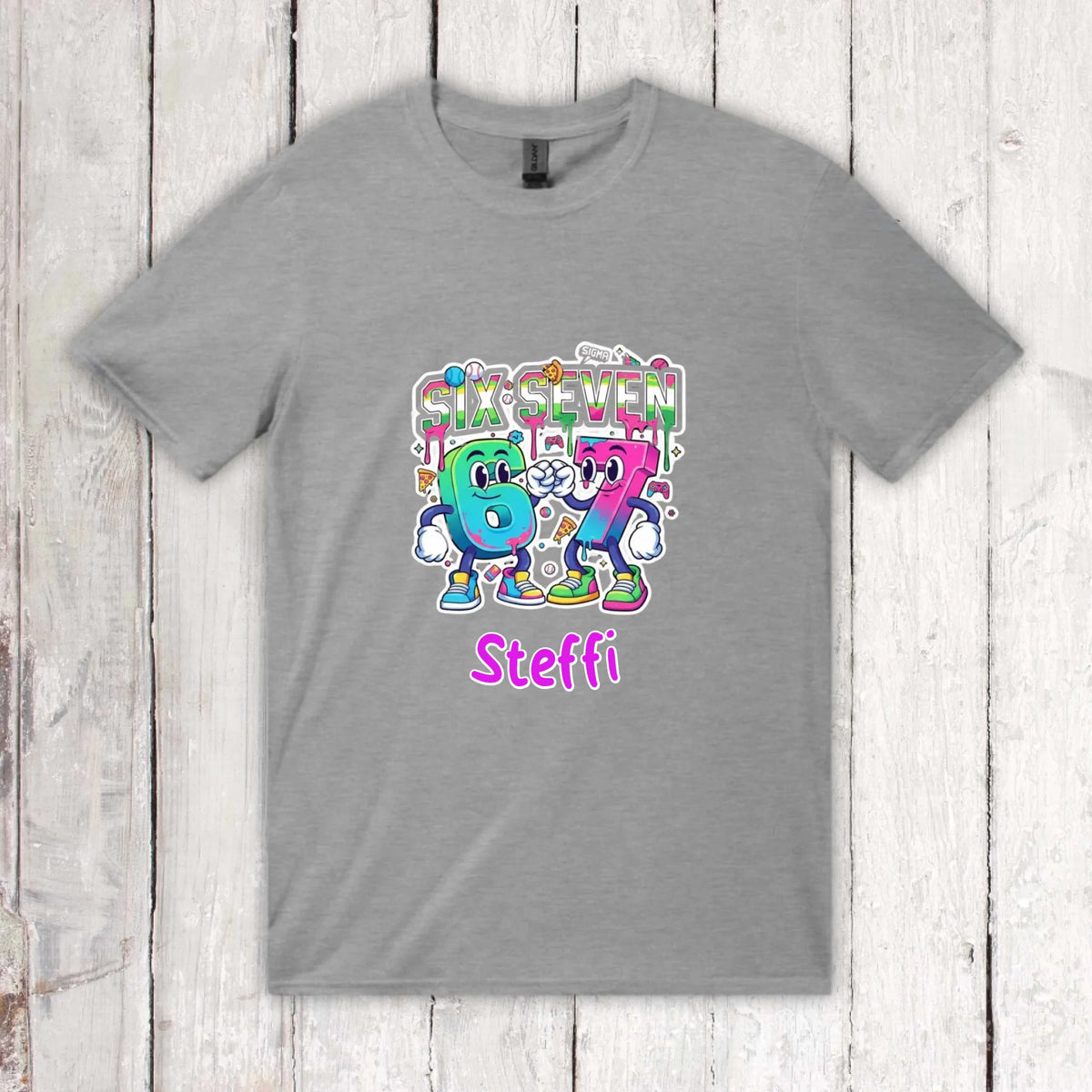 Six Seven (6 7) mit Name - individuelles Kinder T-Shirt