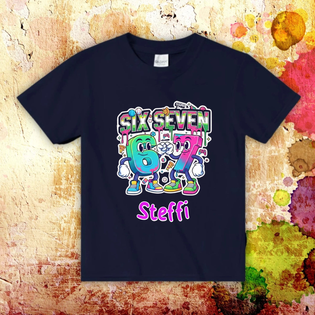 Personalisiertes T-Shirt: Six Seven (6 7) mit Name - individuelles Kinder T-Shirt | Personalize Palace