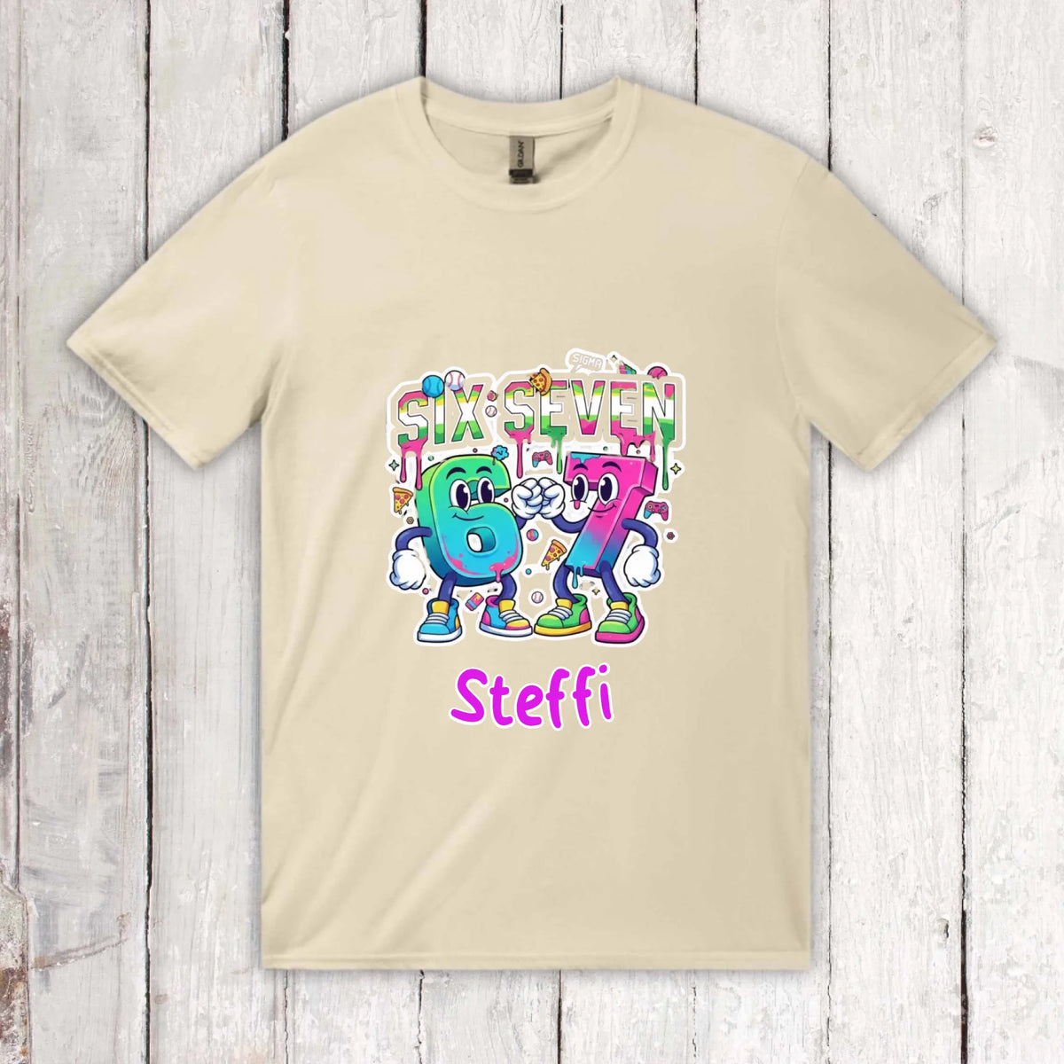Personalisiertes T-Shirt: Six Seven (6 7) mit Name - individuelles T-Shirt | Personalize Palace