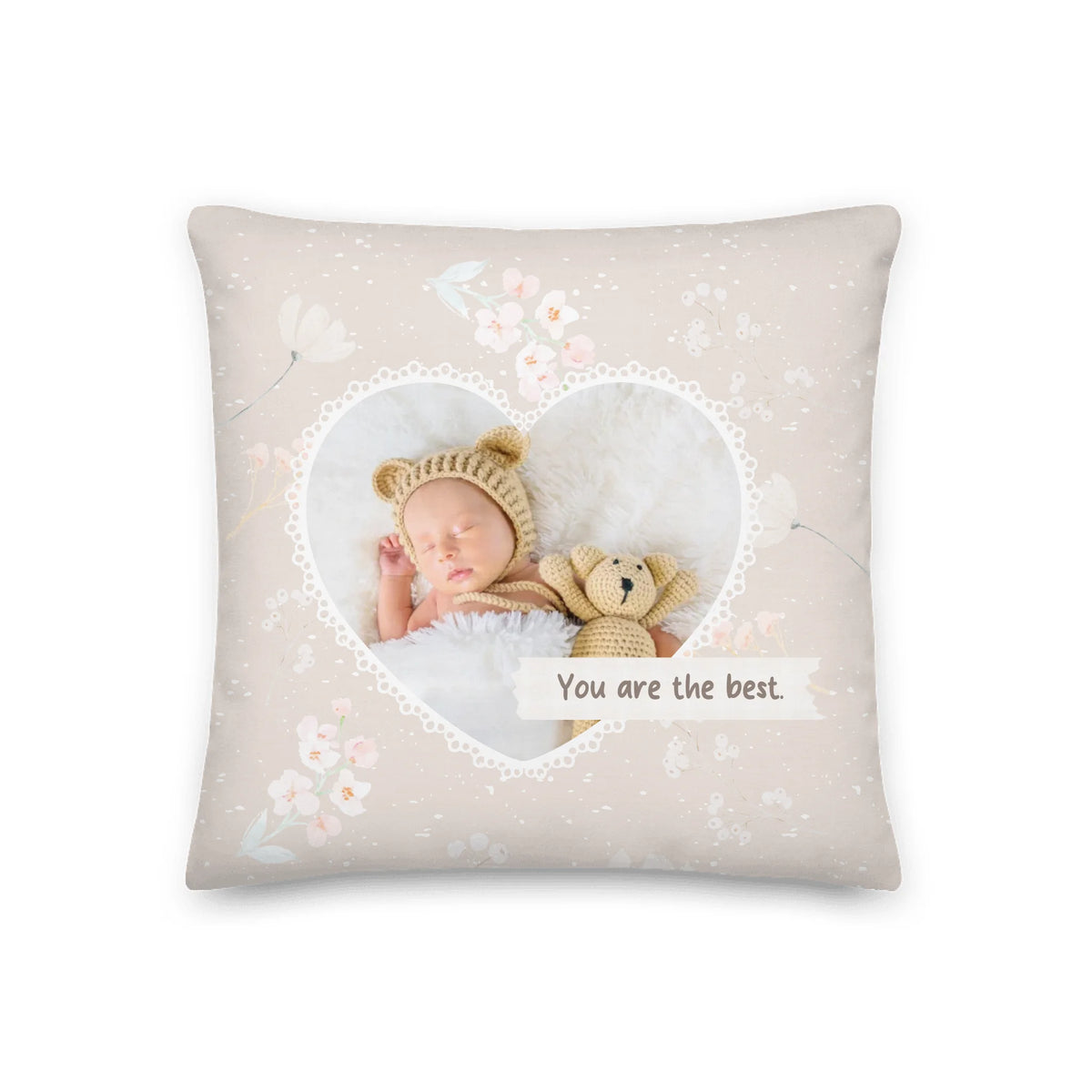 Kissen mit Foto personalisiert – Baby Geschenk zur Geburt | Individuelles Babykissen mit Namen | Personalize Palace