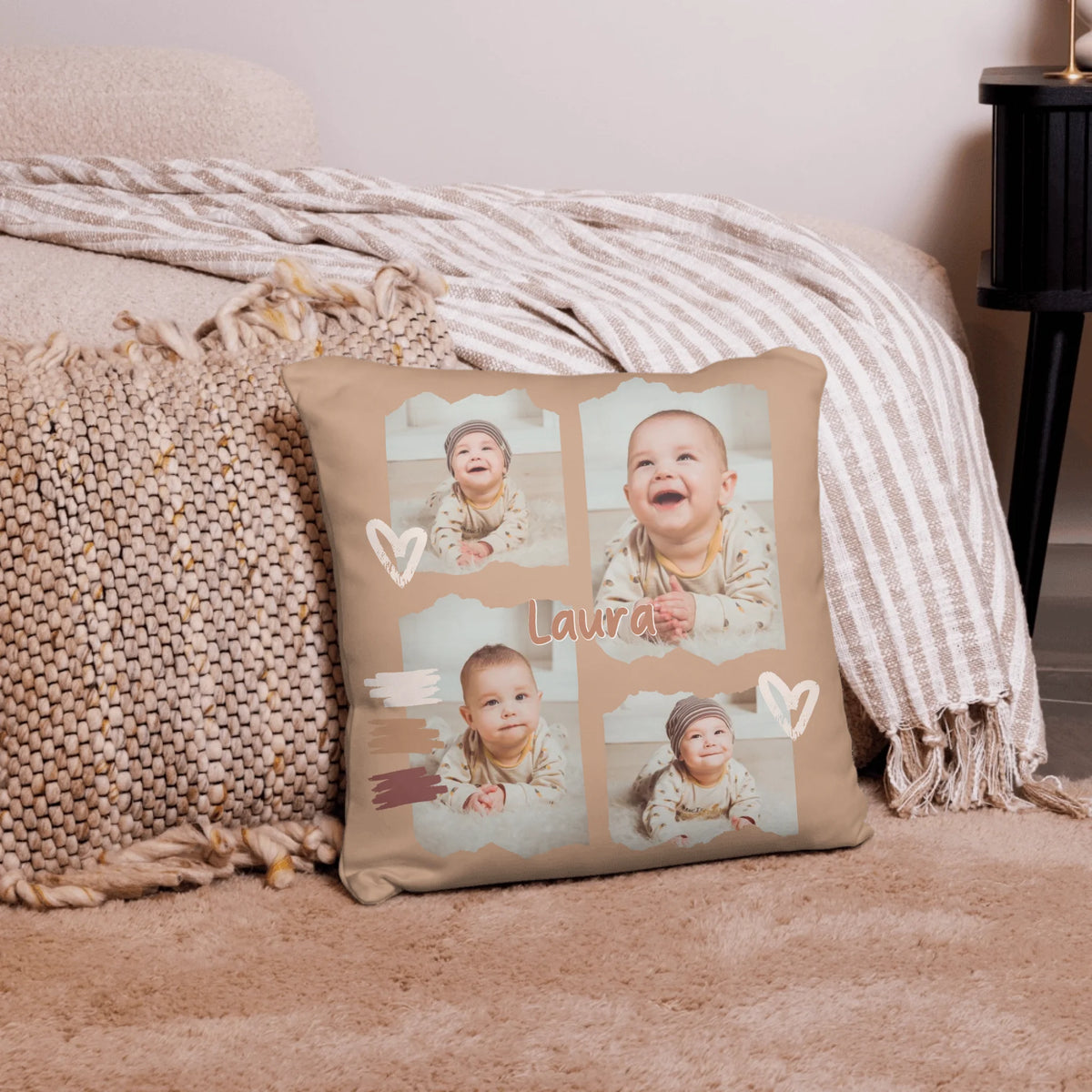 Personalisiertes Kissen Baby mit Namen & Foto – Einzigartiges Geschenk zur Geburt oder Taufe | Personalize Palace