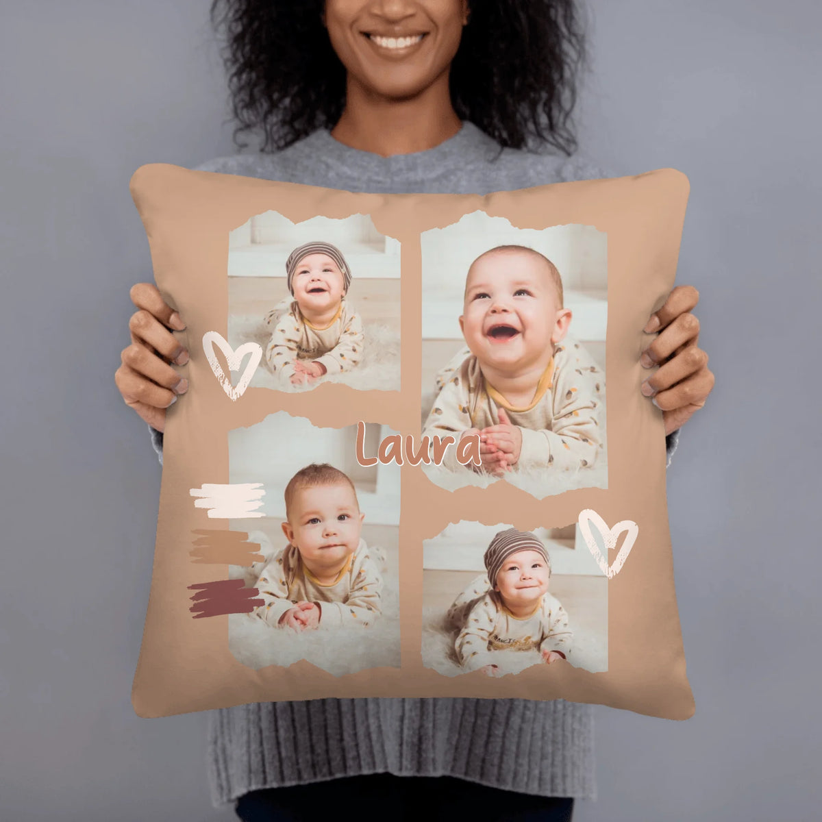 Personalisiertes Kissen Baby mit Namen & Foto – Einzigartiges Geschenk zur Geburt oder Taufe | Personalize Palace