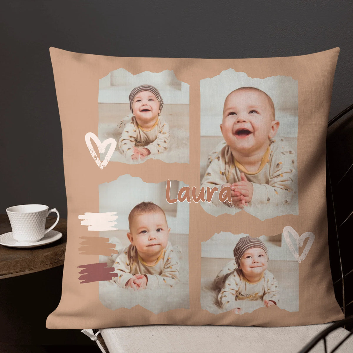 Personalisiertes Kissen Baby mit Namen & Foto – Einzigartiges Geschenk zur Geburt oder Taufe | Personalize Palace