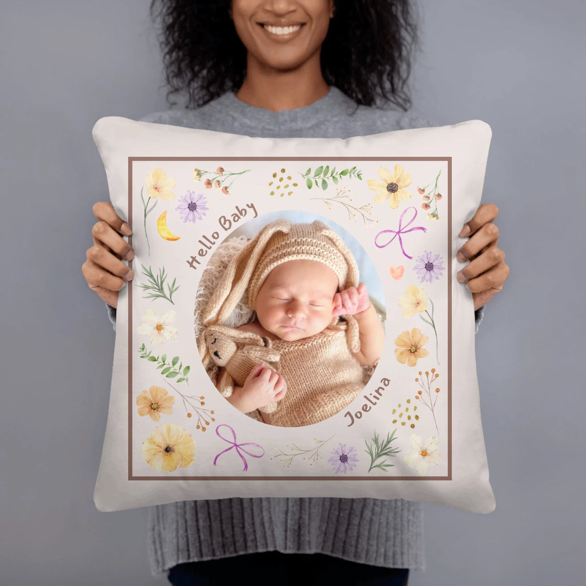 Kissen Baby mit Foto & Name selbst gestalten – Personalisiertes Geschenk zur Geburt | Personalize Palace