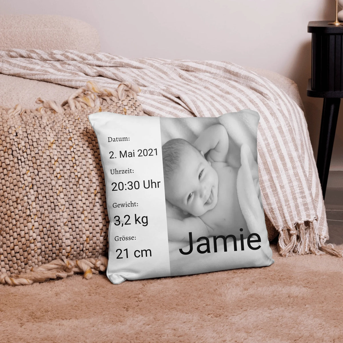 Personalisiertes Babykissen mit Foto & Namen – Individuelles Kissen zur Geburt | Personalize Palace