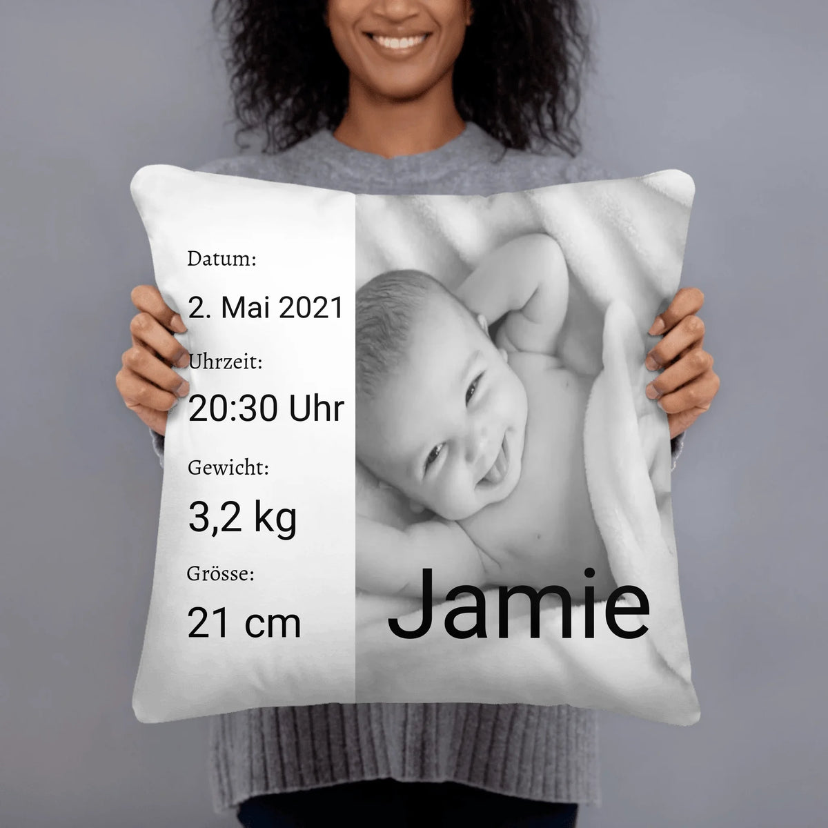 Personalisiertes Babykissen mit Foto & Namen – Individuelles Kissen zur Geburt | Personalize Palace