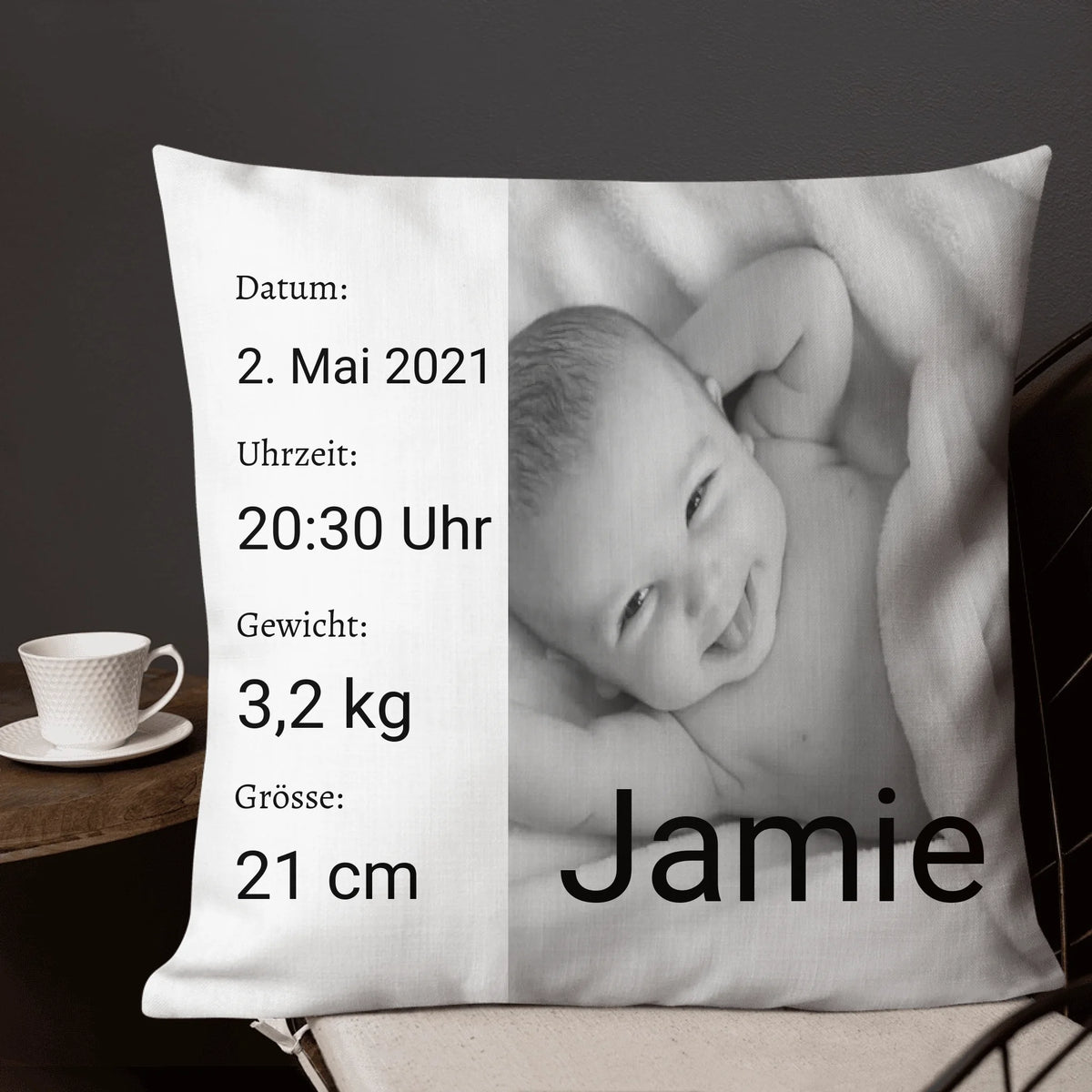 Personalisiertes Babykissen mit Foto & Namen – Individuelles Kissen zur Geburt | Personalize Palace