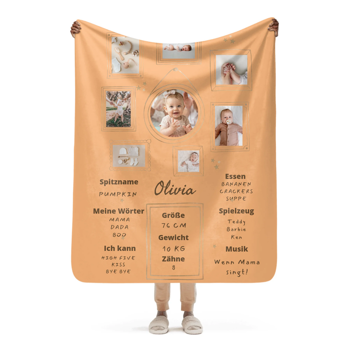 personalisierte Baby und Kinderdecke mit Fotos und Text - Individuelle Kuscheldecke