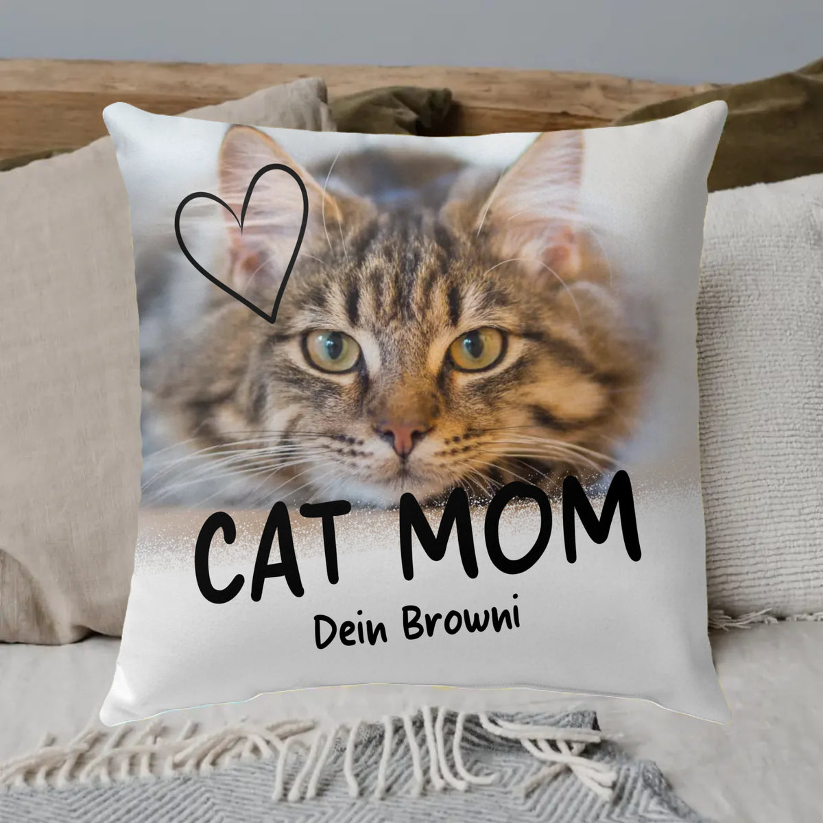CAT MOM mit Foto und Text - individuelles Premium Fotokissen | Personalize Palace