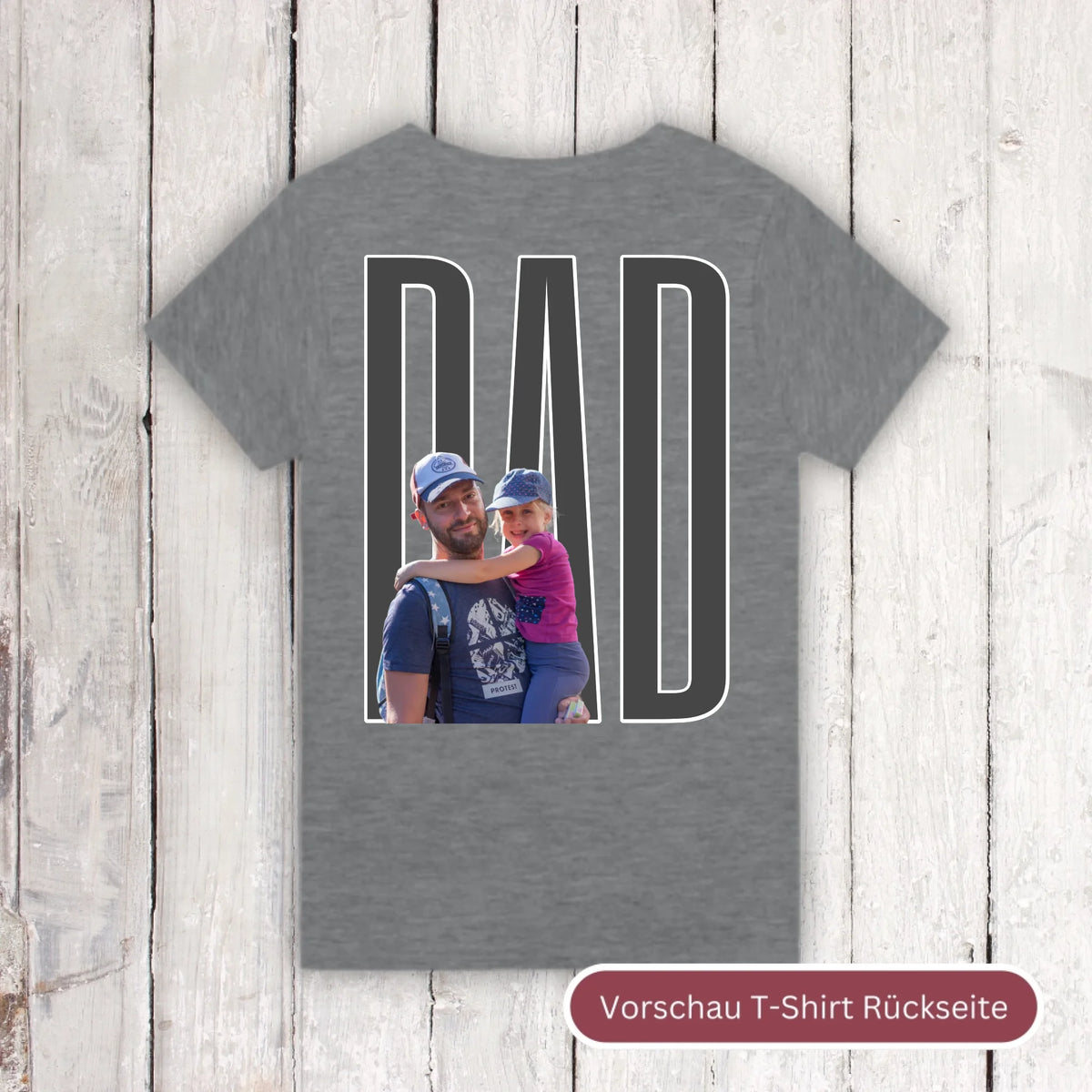 DAD Schriftzug mit Foto - individuelles T-Shirt | Personalize Palace