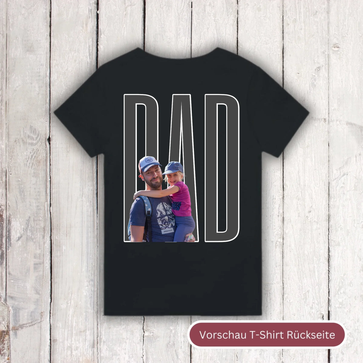 DAD Schriftzug mit Foto - individuelles T-Shirt | Personalize Palace