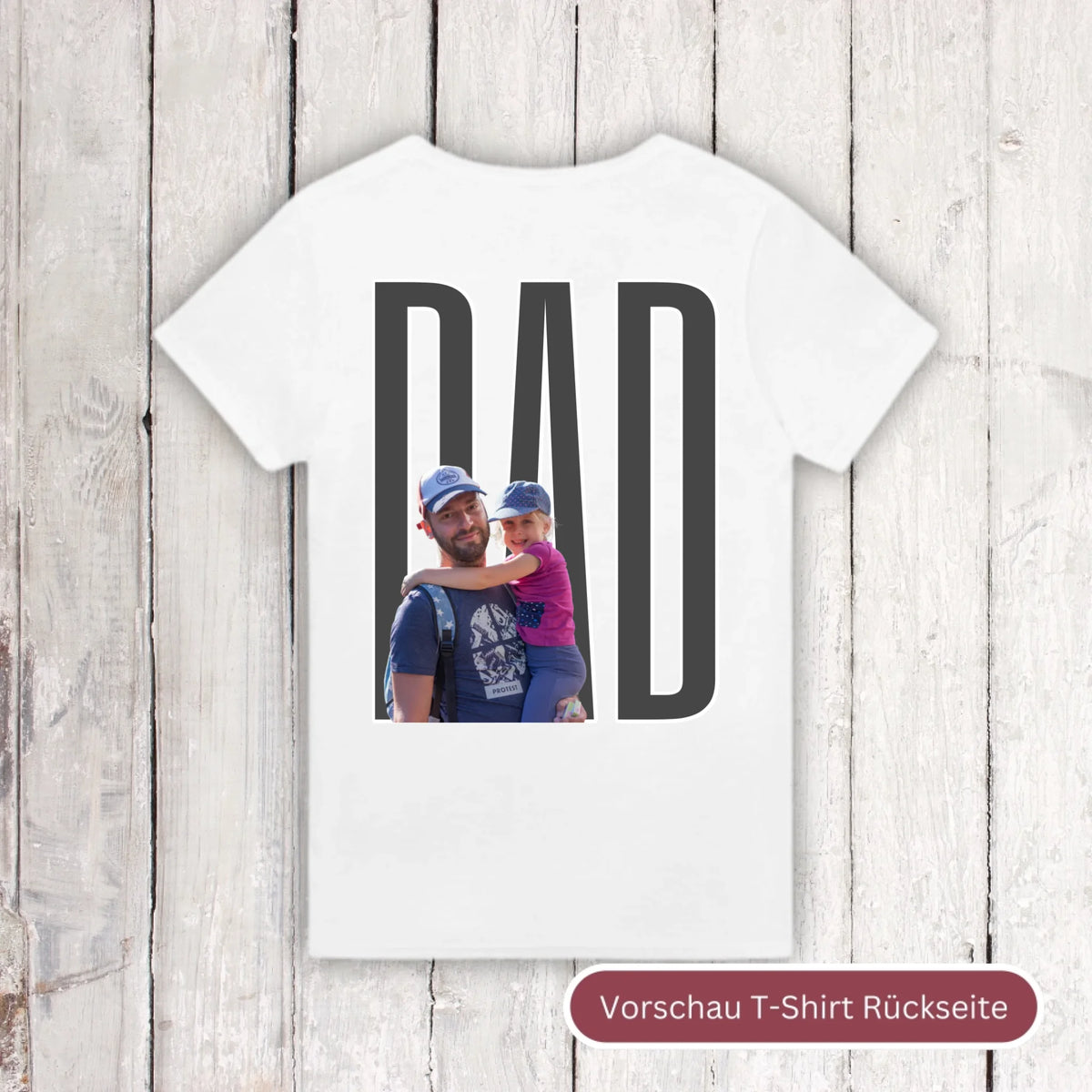 DAD Schriftzug mit Foto - individuelles T-Shirt | Personalize Palace