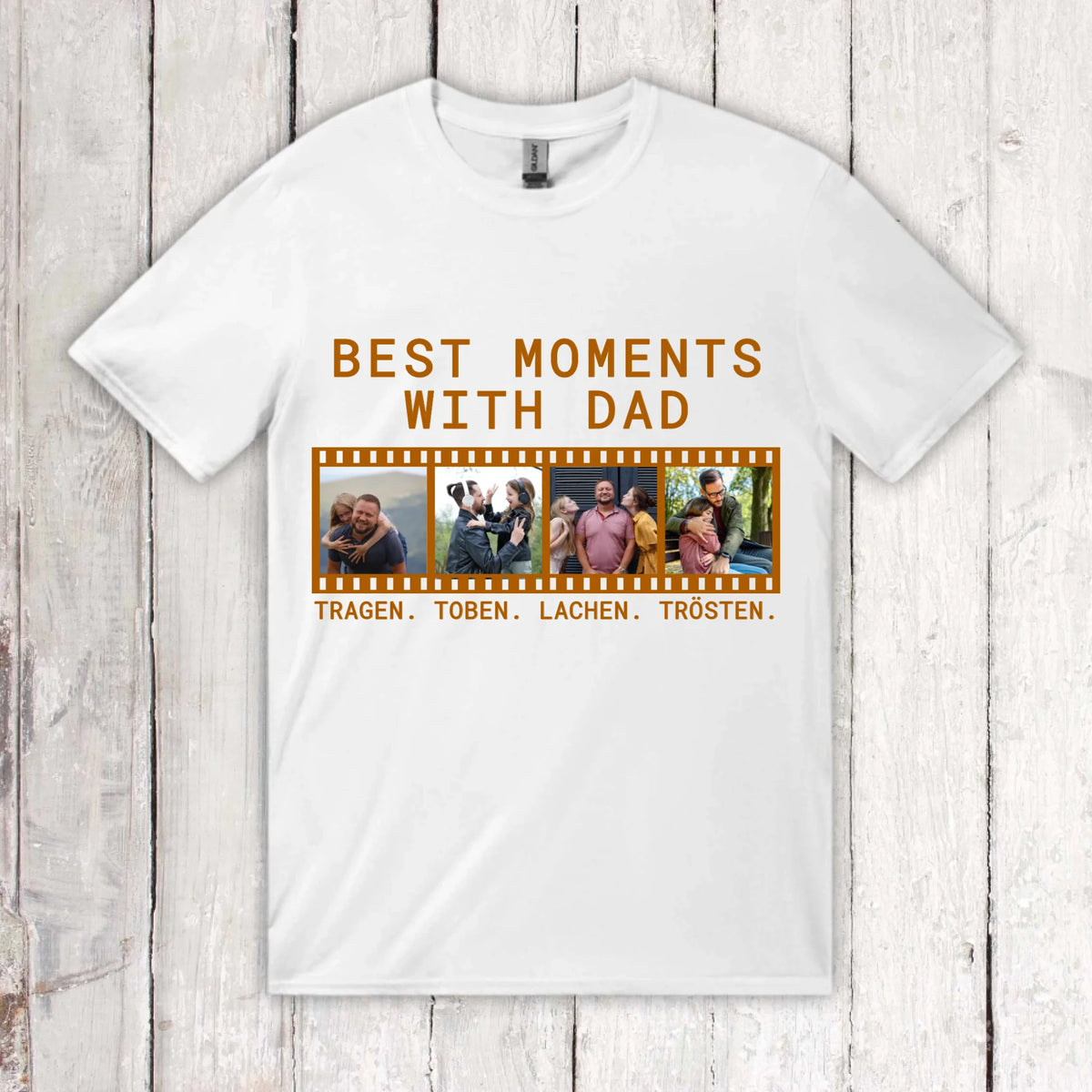 BEST MOMENTS WITH DAD mit Foto und Text – individuelles Foto T-Shirt | Personalize Palace