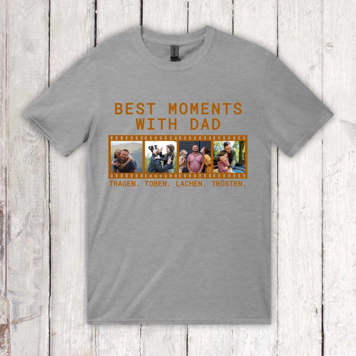 BEST MOMENTS WITH DAD mit Foto und Text – individuelles Foto T-Shirt | Personalize Palace