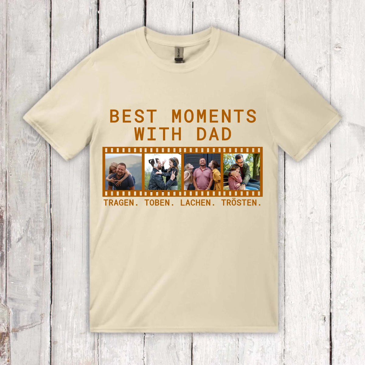 BEST MOMENTS WITH DAD mit Foto und Text – individuelles Foto T-Shirt | Personalize Palace