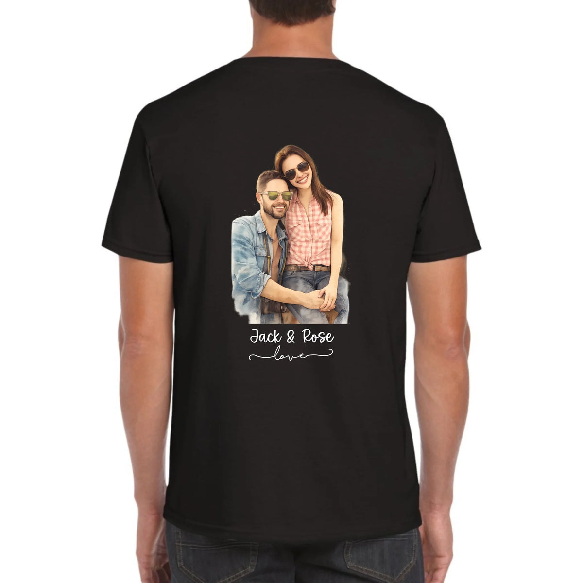 Personalisiertes Aquarell T-Shirt, dein Foto als Zeichnung – individuelles Foto T-Shirt | Personalize Palace